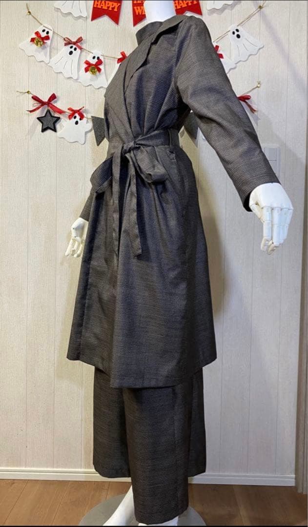 着物リメイク　100亀甲大島からチェスターコートの3点セット