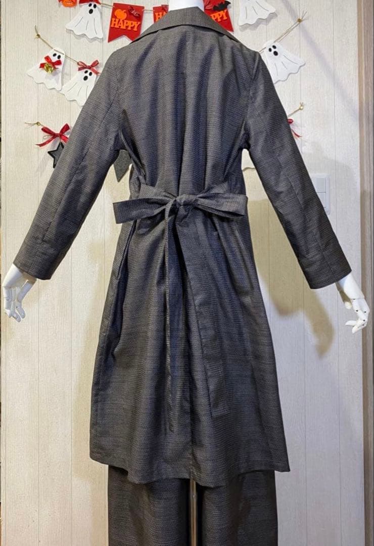 着物リメイク　100亀甲大島からチェスターコートの3点セット