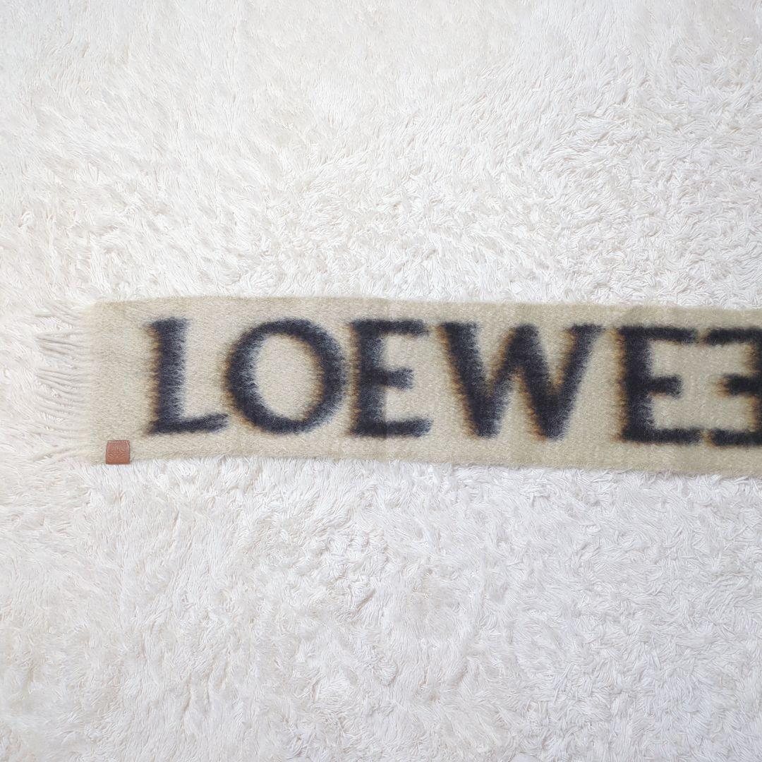 【美品・入手困難】ロエベ☆マフラー アナグラム ウール モヘヤ混 フリンジ