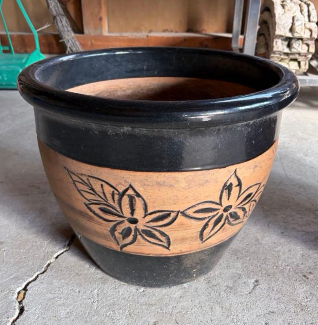 植木鉢 信楽焼 ガーデニング 特大 大鉢 18号 陶器製 2個セット 引取歓迎