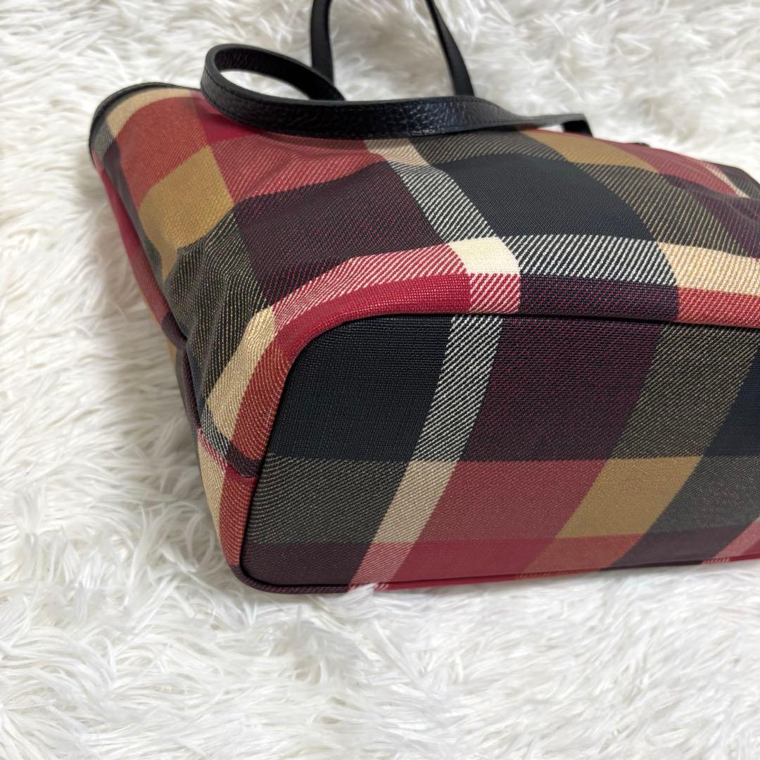 極美品★ブルーレーベルクレストブリッジ　トートバッグ　チェック　A4 赤　PVC