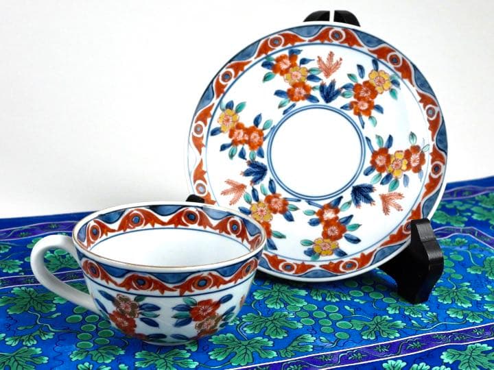 源右衛門 古伊万里 桜図 碗皿 カップ＆ソーサー かっ5客