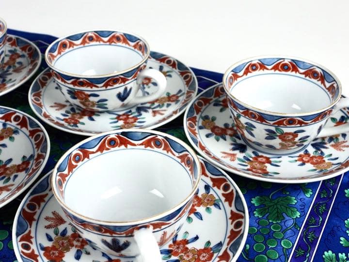 源右衛門 古伊万里 桜図 碗皿 カップ＆ソーサー かっ5客