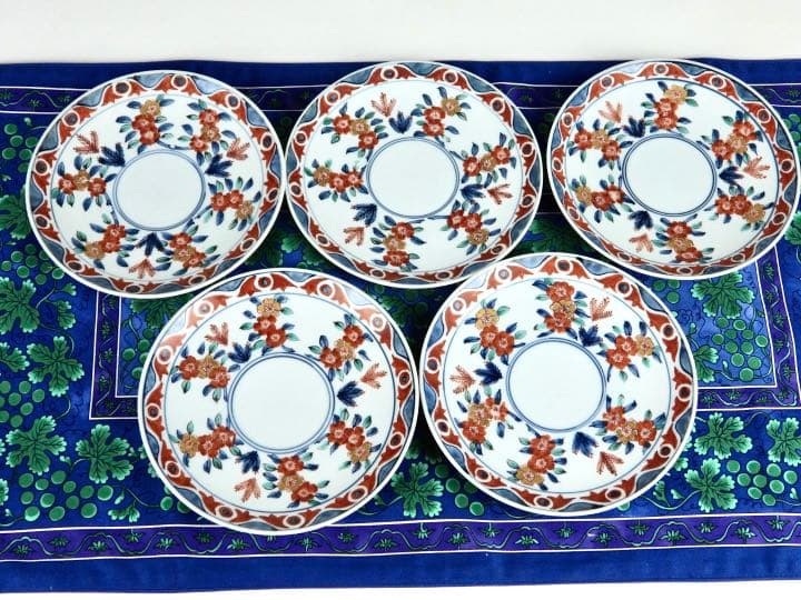 源右衛門 古伊万里 桜図 碗皿 カップ＆ソーサー かっ5客