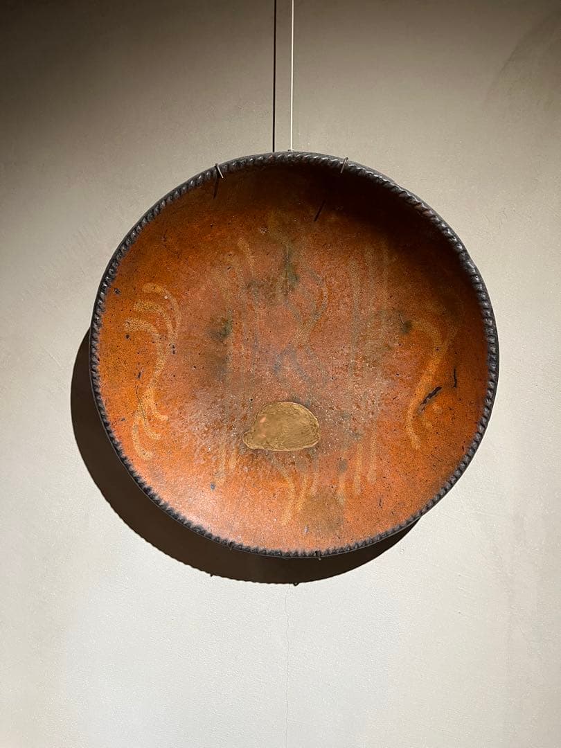 19世紀アンティーク/古民藝アメリカ/レッドウェア/スリップウェア パイ皿/大