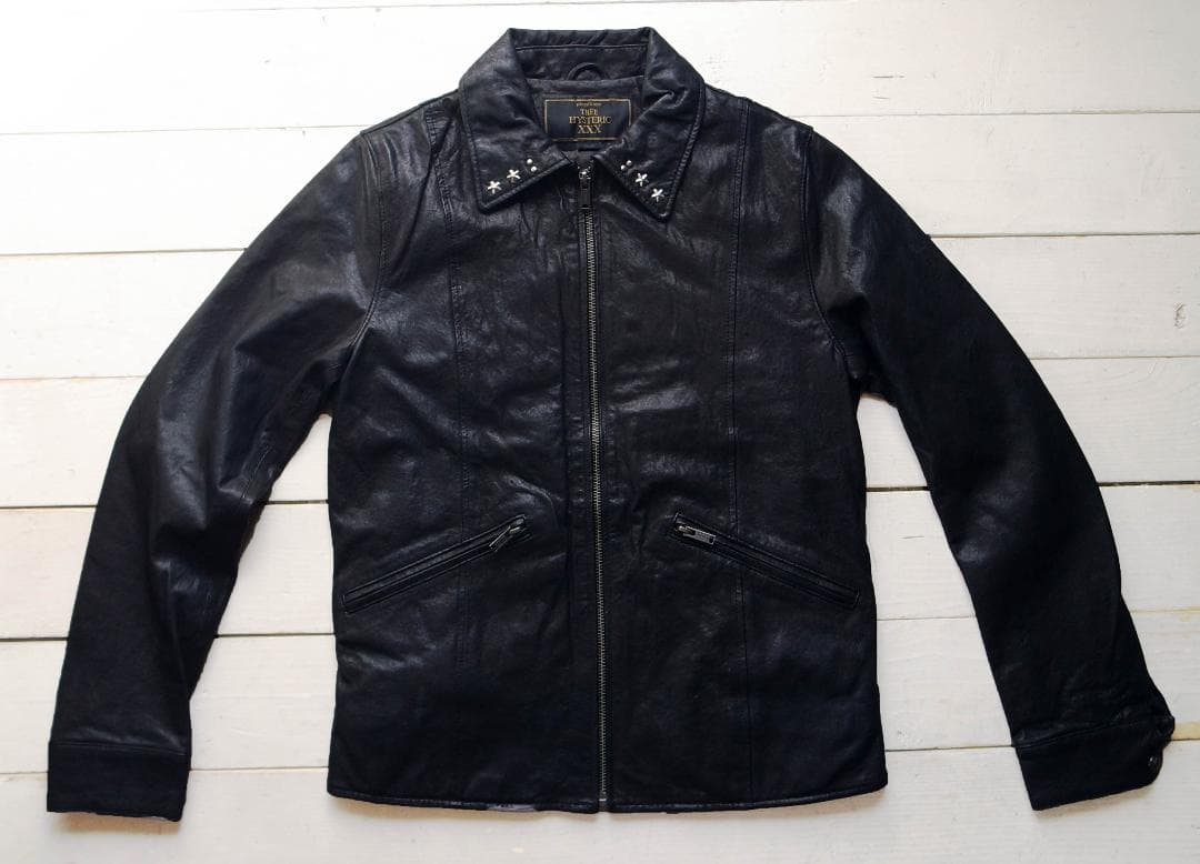 HYSTERIC GLAMOUR スタッズ レザー シングルライダースジャケット