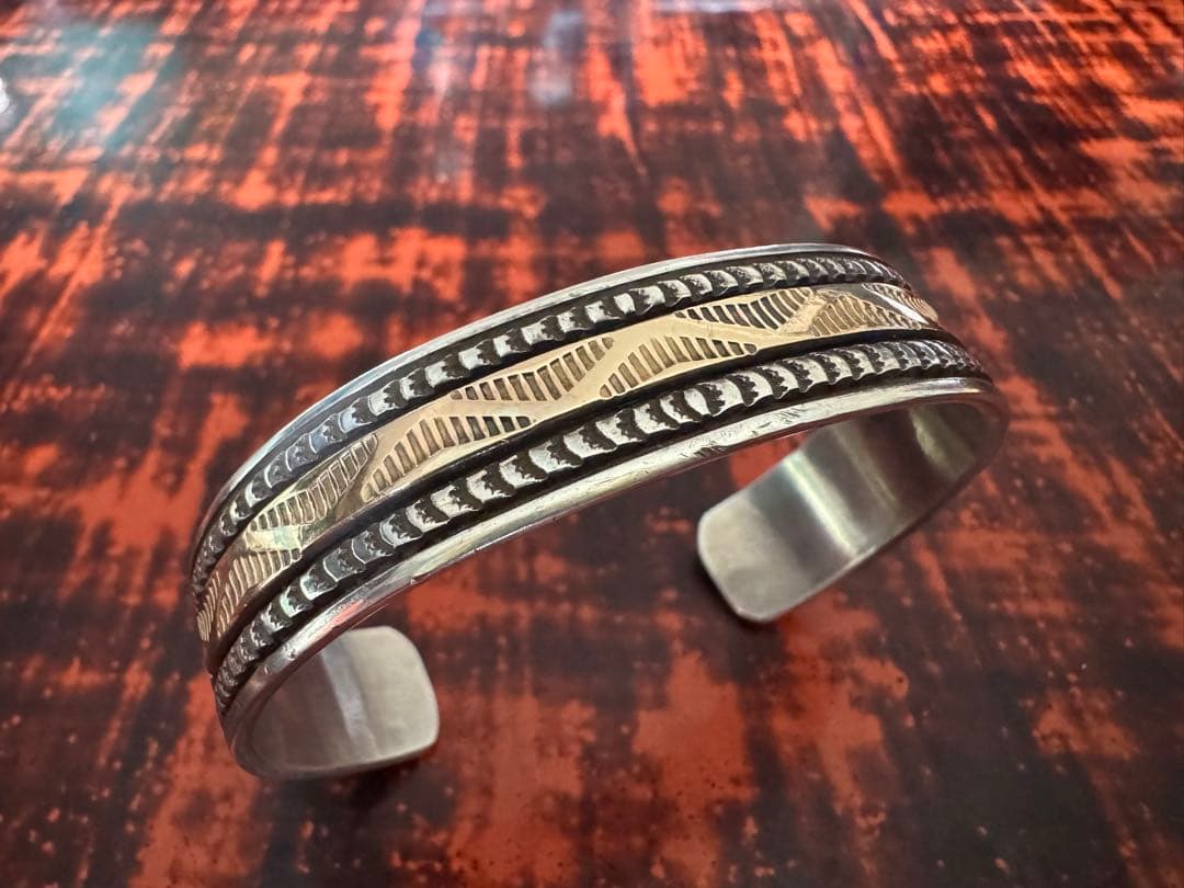 ブルースモーガン バングル 14K やや幅広 ワイド 小さめ レアデザイン