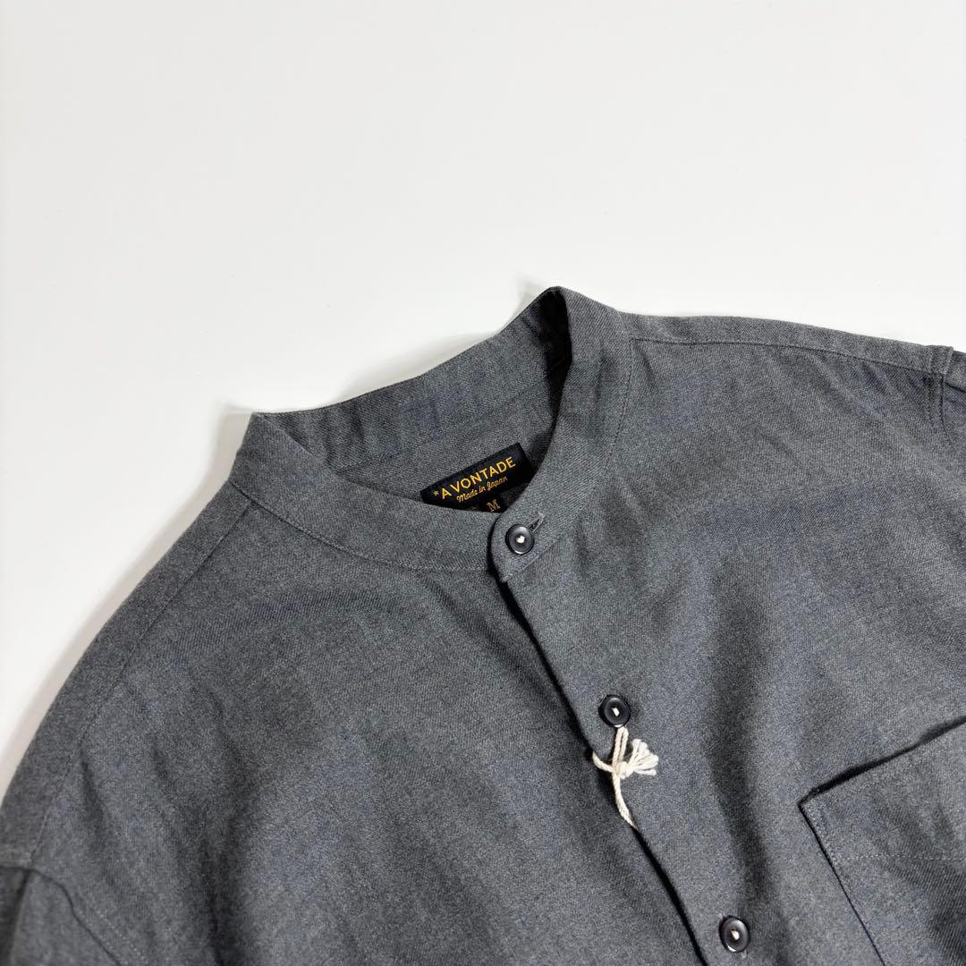 【未使用 タグ付き】A VONTADE コットンネル バンドカラー シャツ