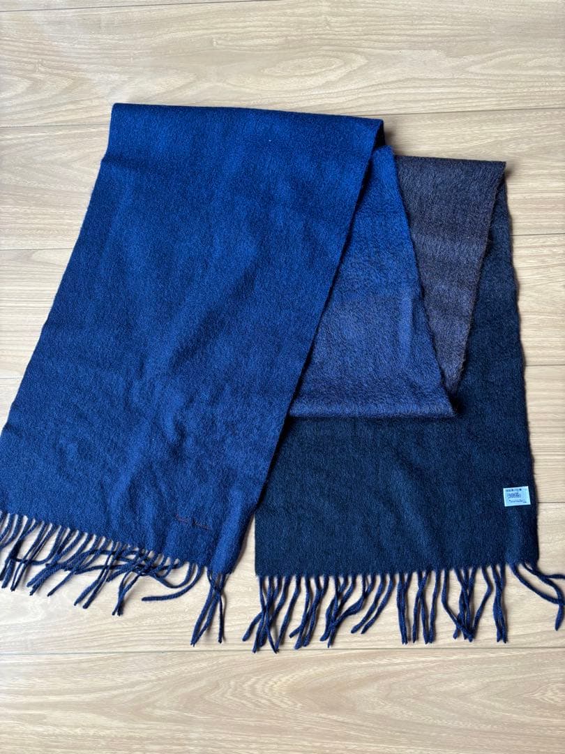 Paul Smith カシミヤ マフラー ネイビー ブラック