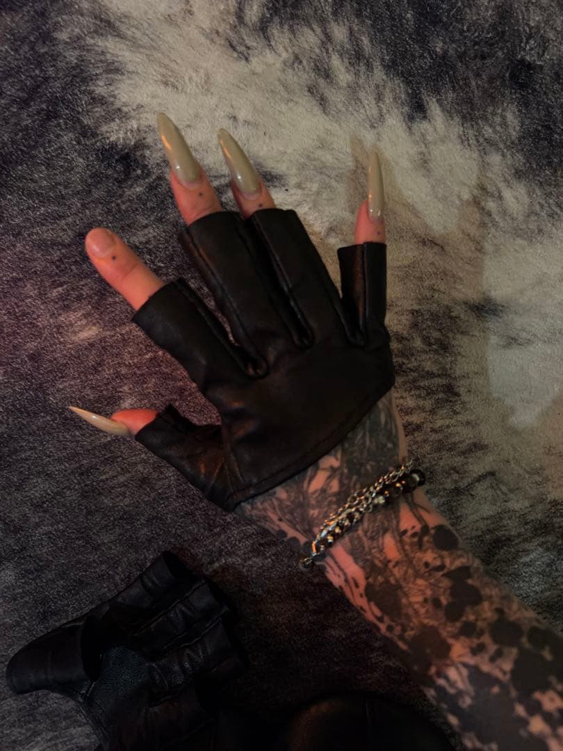 julius フィンガーレス ブラックレザー手袋