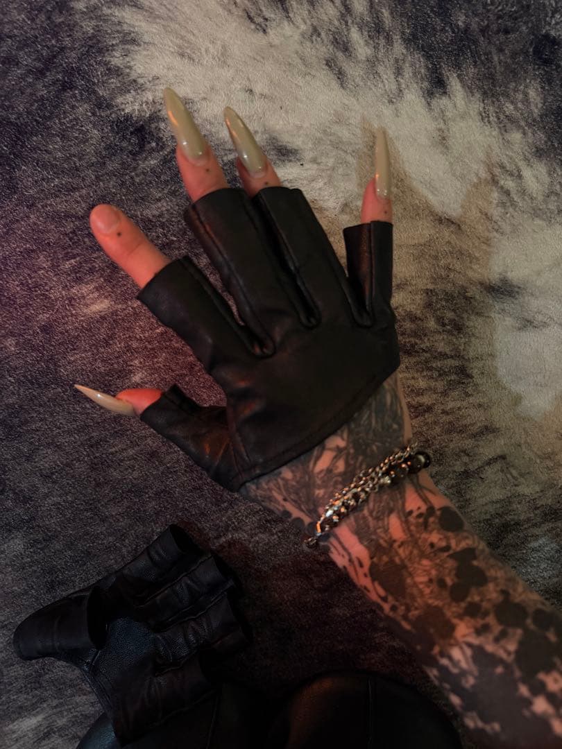 julius フィンガーレス ブラックレザー手袋