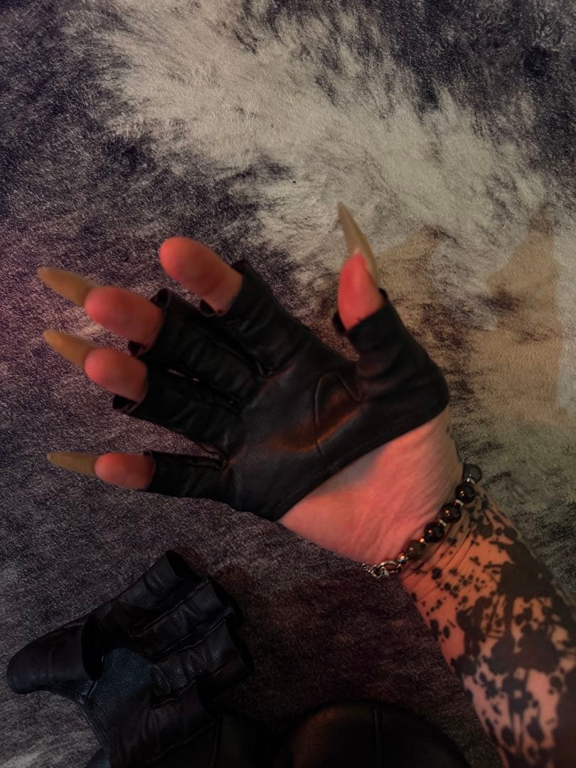 julius フィンガーレス ブラックレザー手袋