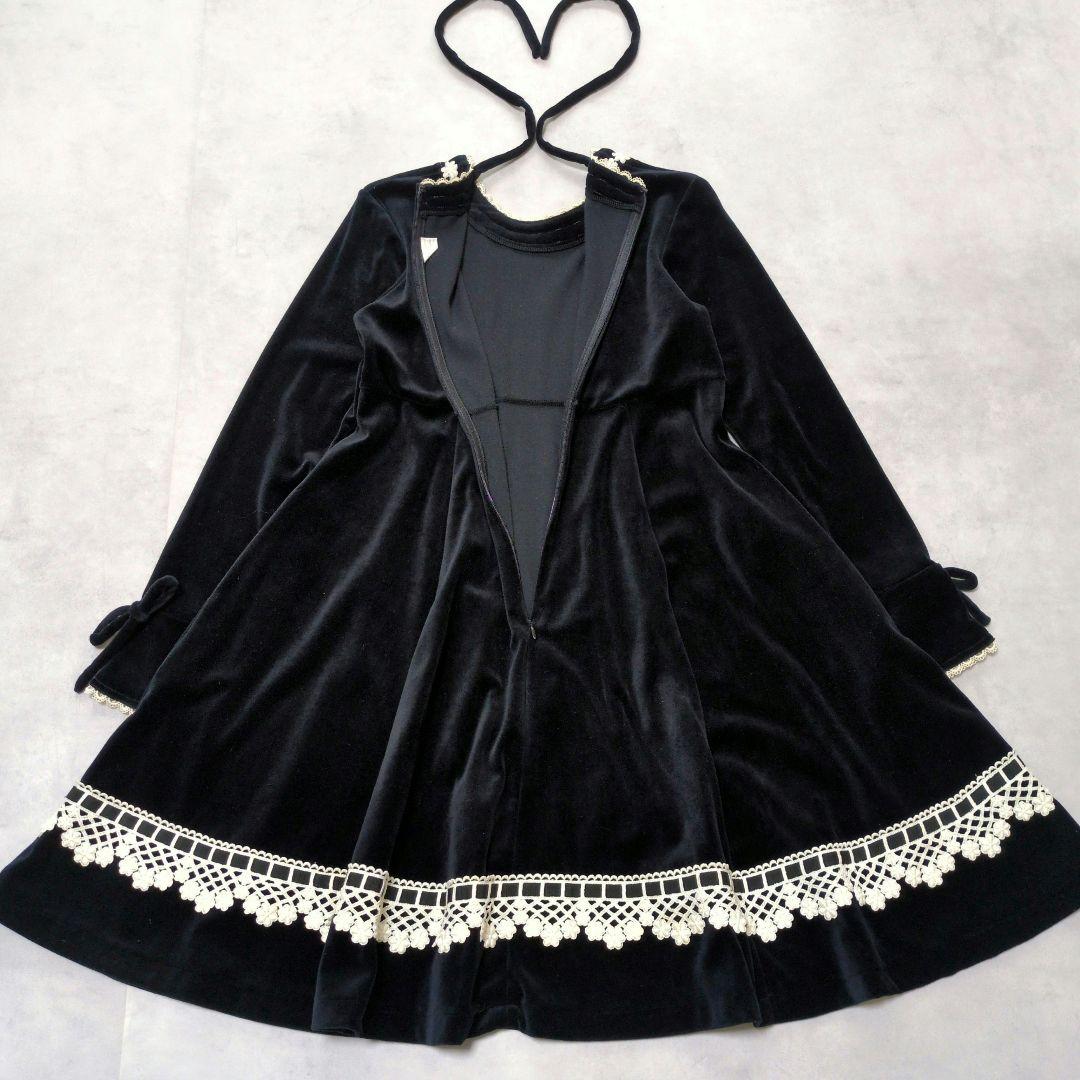 希少✨️Emily Temple ベロアワンピース❁レース刺繍 大人可愛い 黒