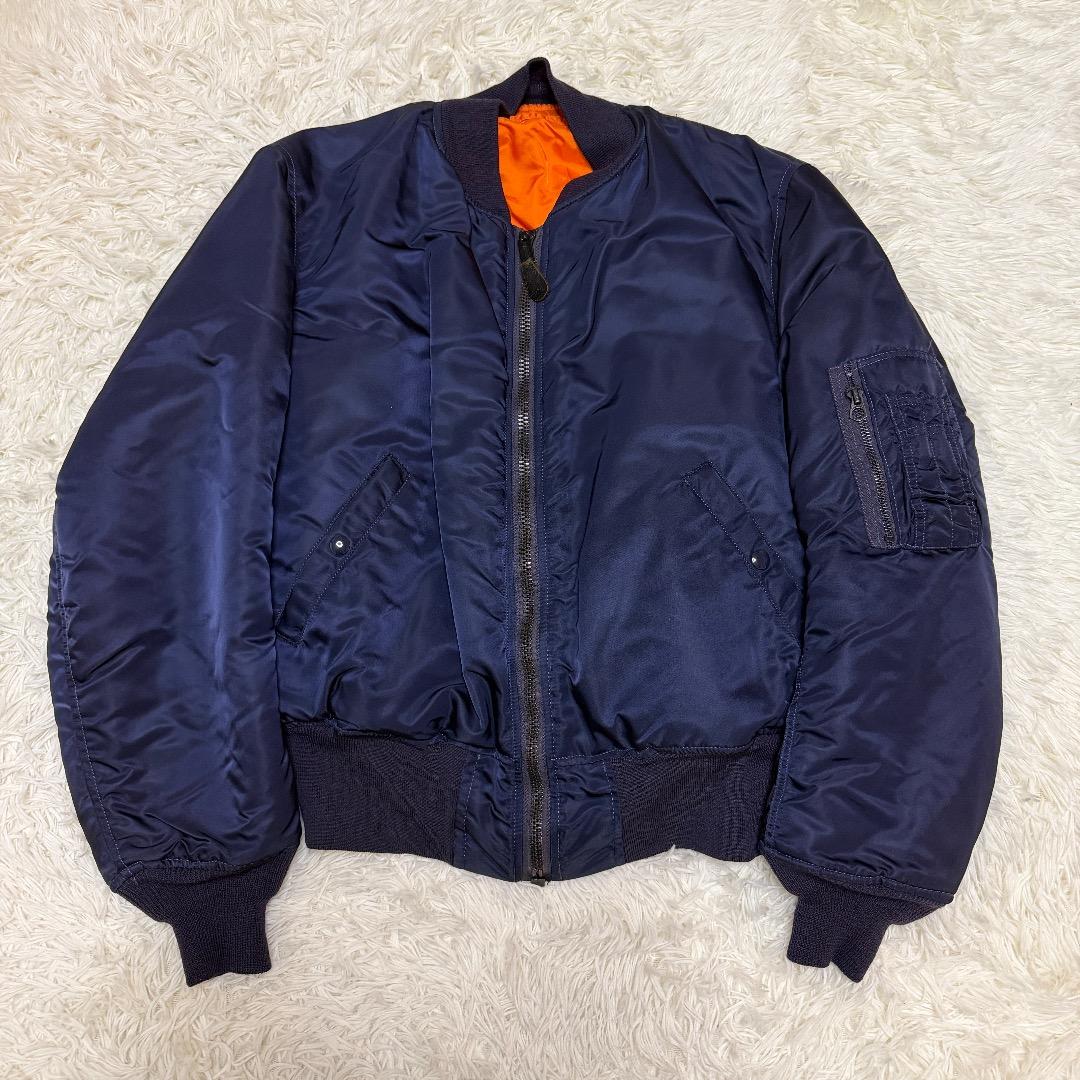 【美品】アルファ MA-1 68年復刻 フライトジャケット L ネイビー USA