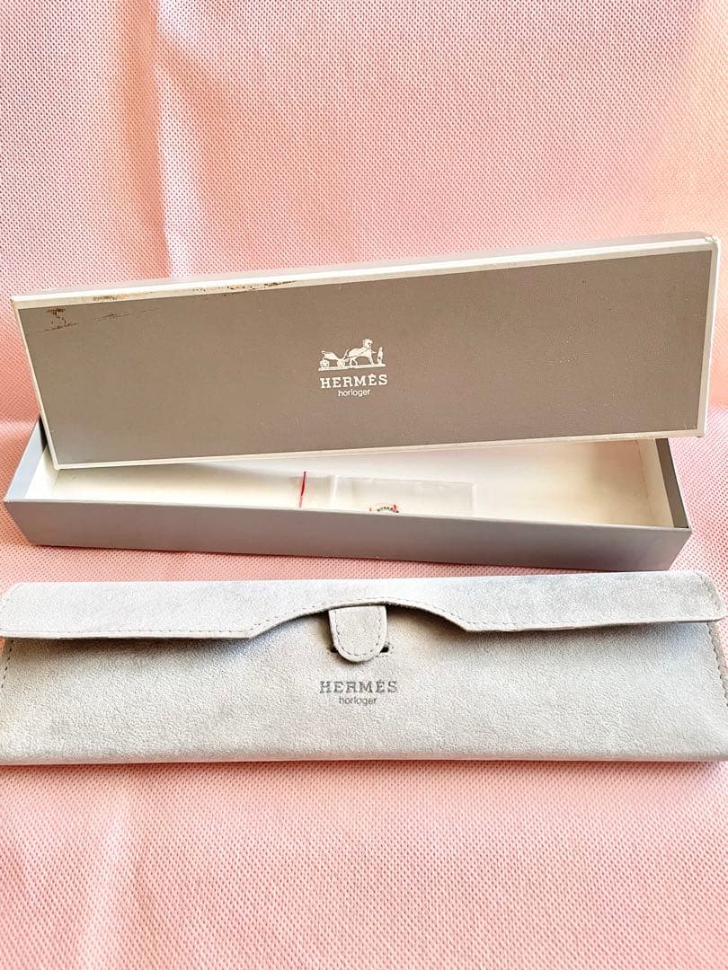 HERMES 青いレザー ケリー腕時計 ゴールド(付属品つき)