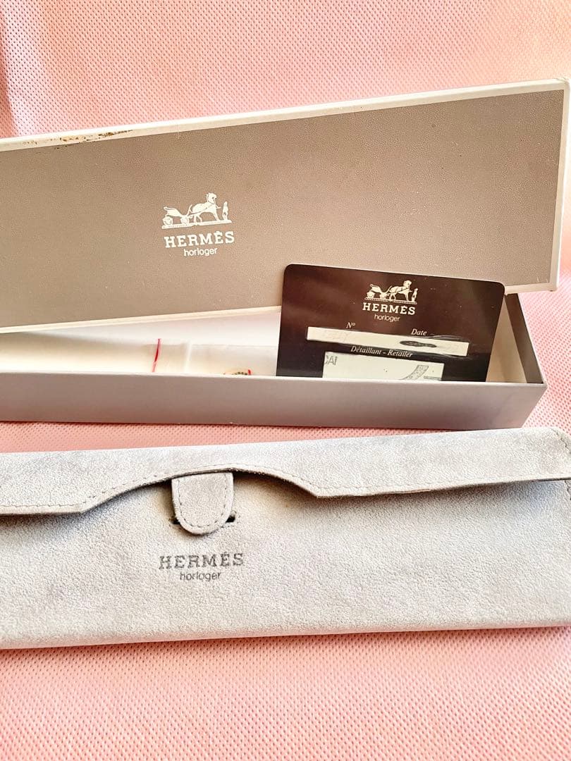 HERMES 青いレザー ケリー腕時計 ゴールド(付属品つき)