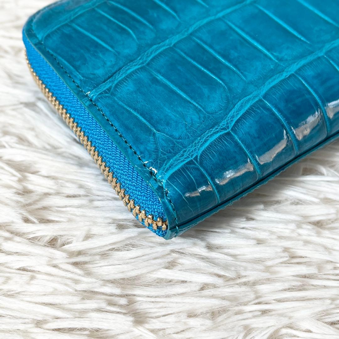 ⭐️新品未使用⭐️　池田工芸　クロコダイル　長財布　L字ファスナー　ターコイズ