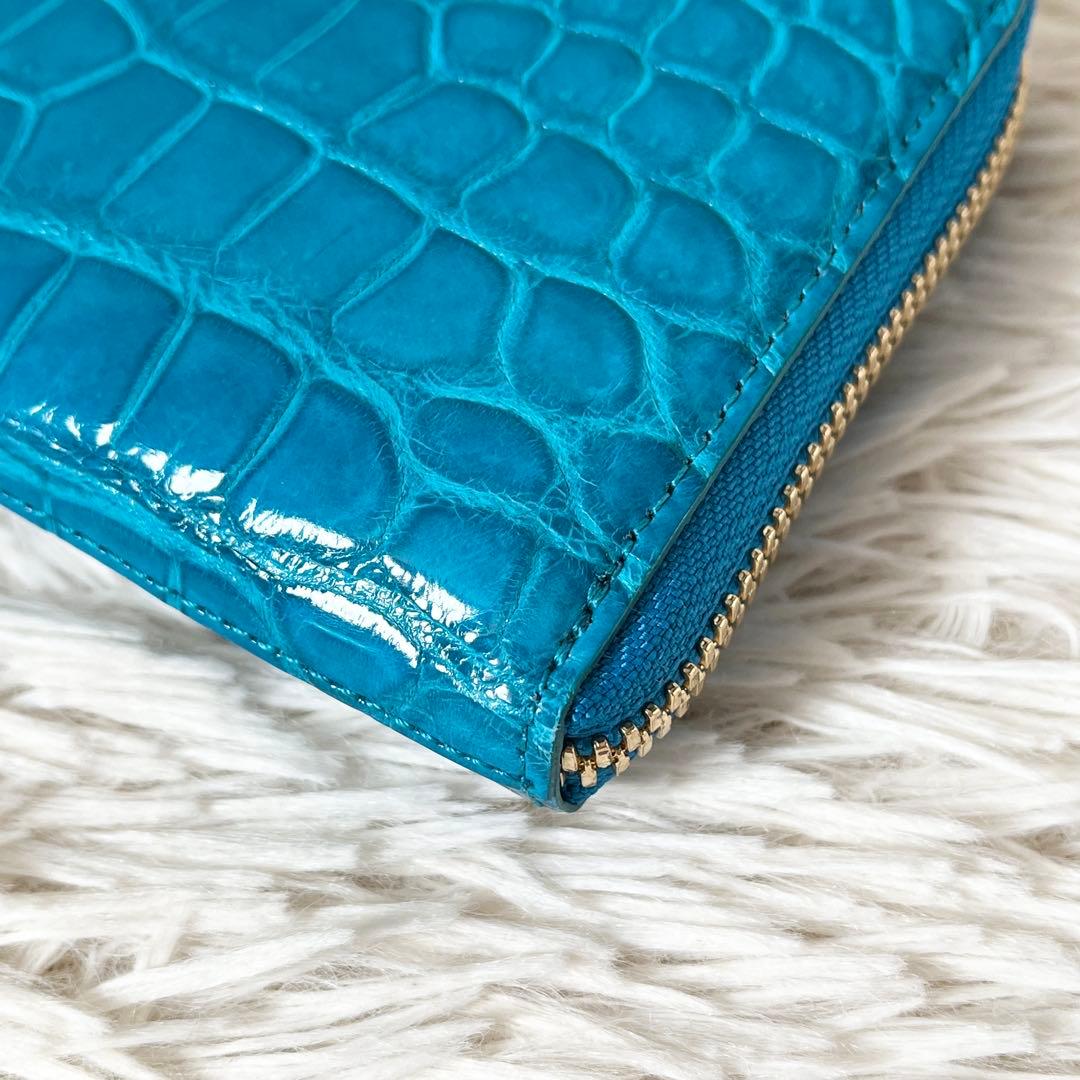 ⭐️新品未使用⭐️　池田工芸　クロコダイル　長財布　L字ファスナー　ターコイズ