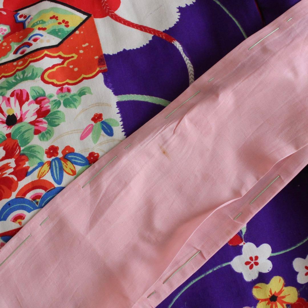 七五三 3歳 女の子 子供 アンティーク 正絹 着物 被布 ビーズバッグ セット