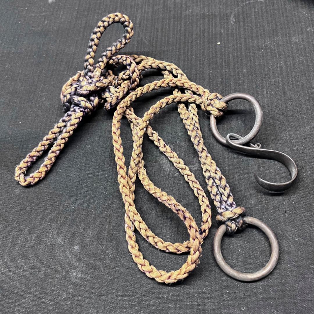 ▽Ec左1017 銘あり 金属製 吊花入 蝙蝠