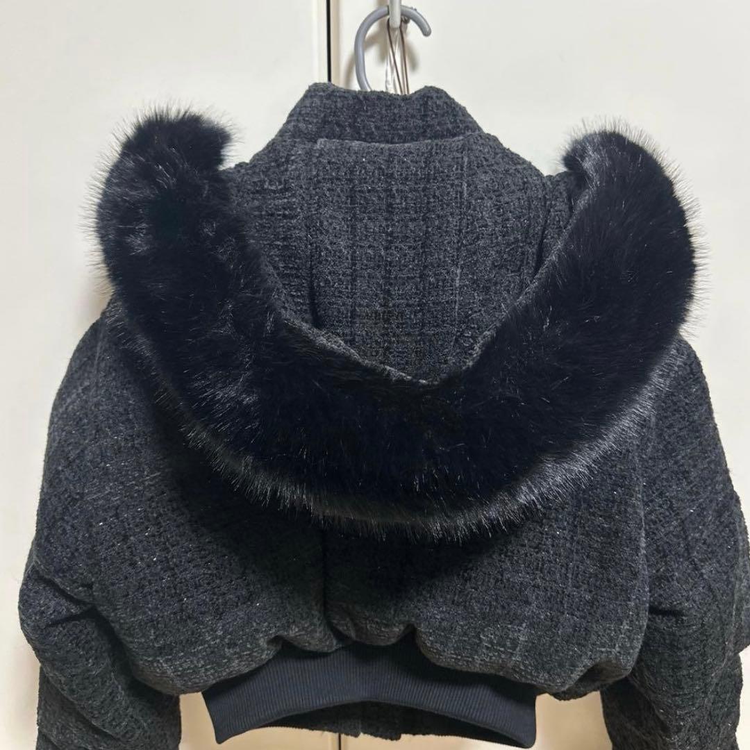 【美品】Randy アシンメトリーバックルツイードパデットジャケット ブラックM