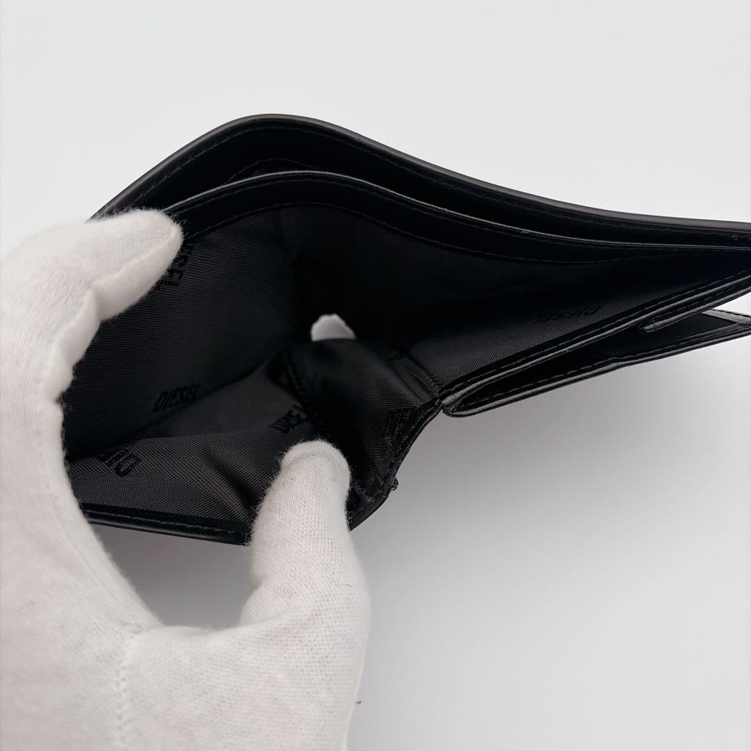 【美品】DIESEL 1DR 2つ折り財布 レザー Dロゴ ブラック メンズ