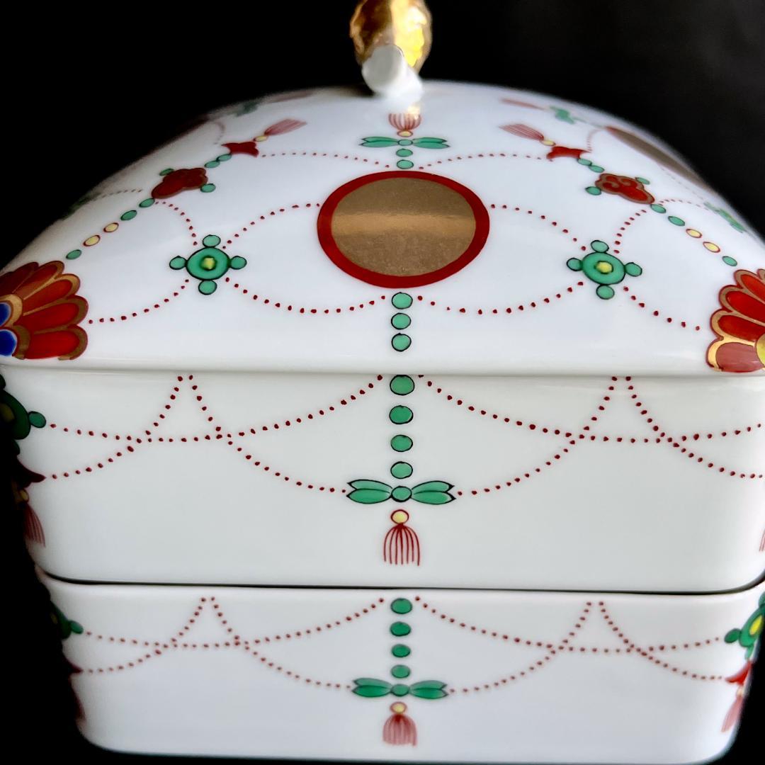 『期間限定値引き』★新品未使用　超美品★ 錦日輪赤玉瓔珞文【角二段重】　其泉窯