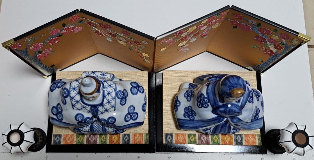 k-③ 九谷焼 ひな人形 5号 親王飾り 染付