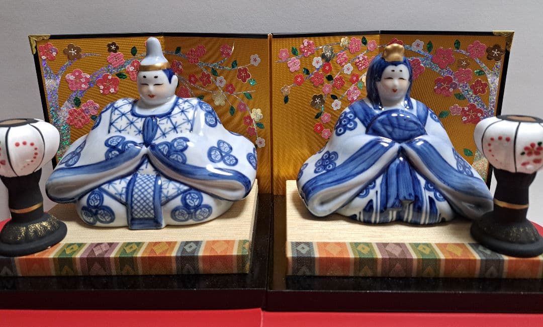 k-③ 九谷焼 ひな人形 5号 親王飾り 染付