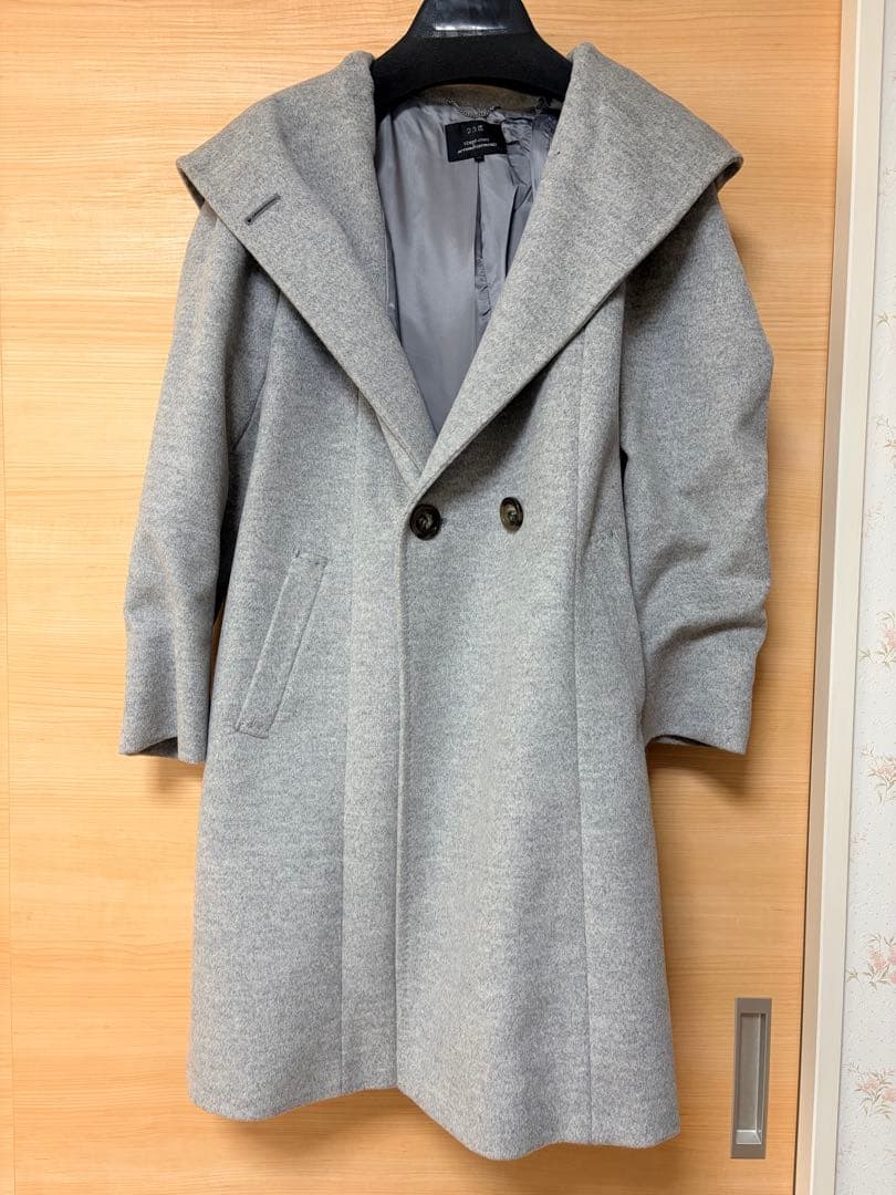 23区　グレーロングコート 44 古着