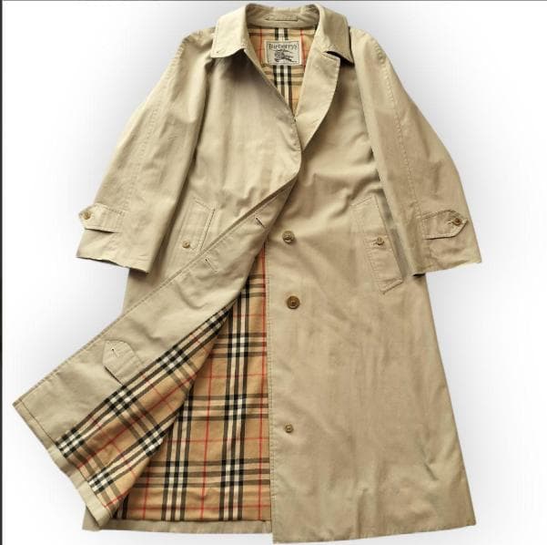 美品【バーバリー】Lサイズ　ステンカラーコート　ノバチェック　ベージュ