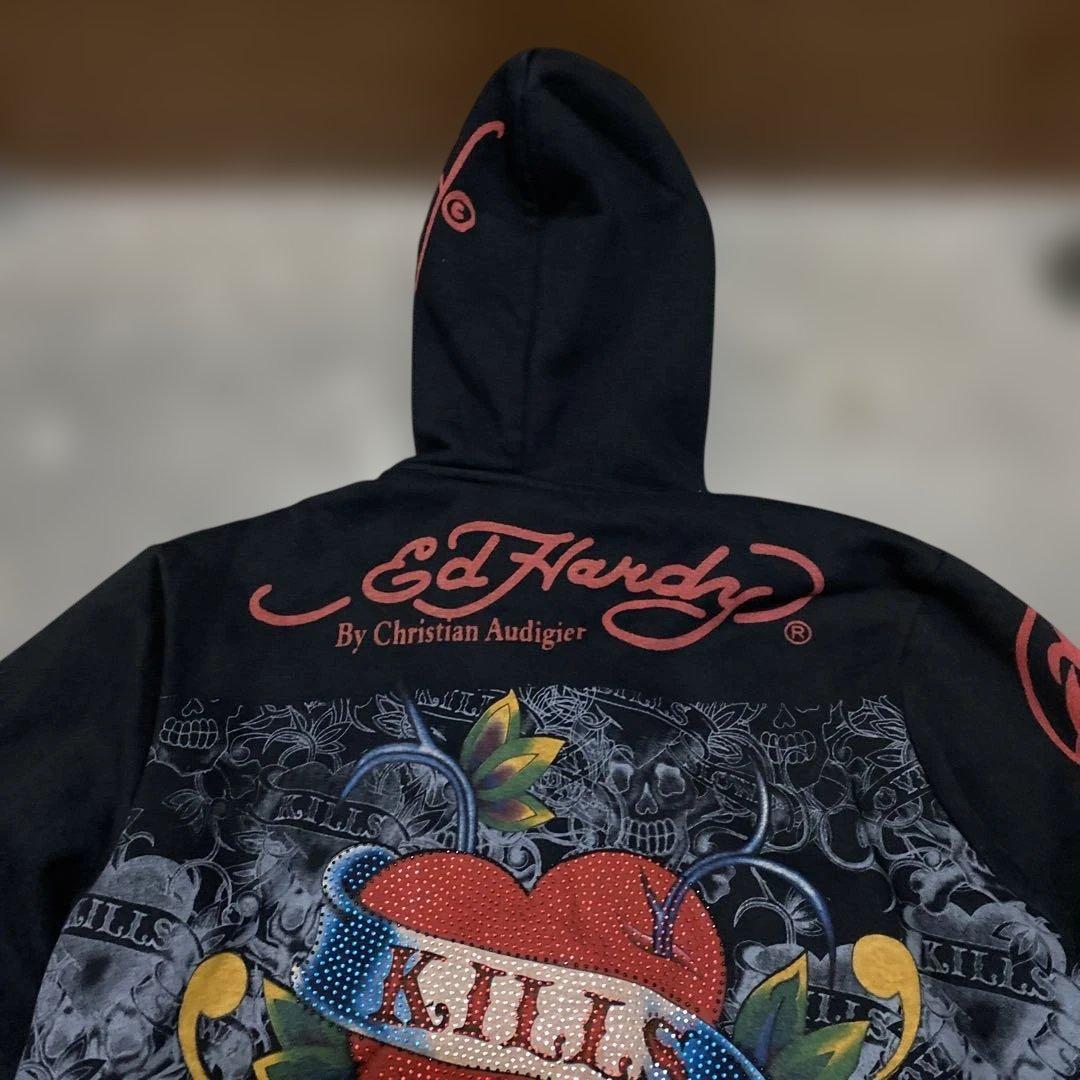 Ed Hardy スカルプリント パーカー　XLサイズ
