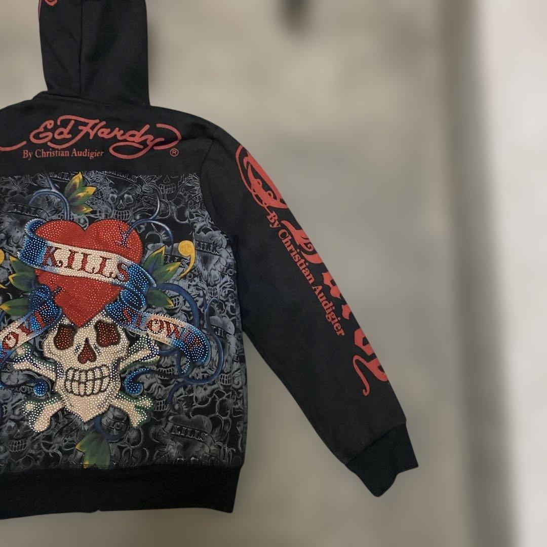 Ed Hardy スカルプリント パーカー　XLサイズ