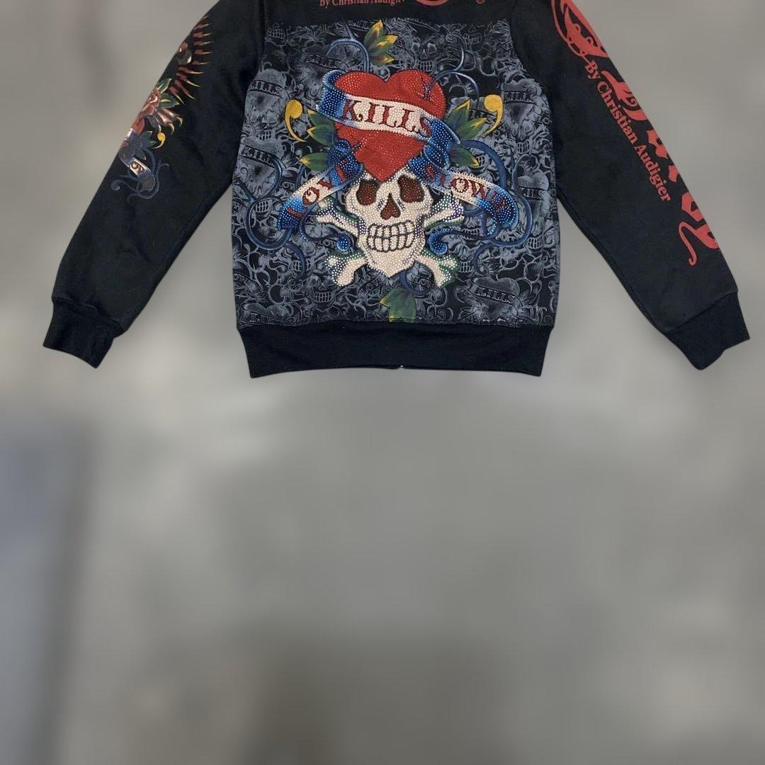 Ed Hardy スカルプリント パーカー　XLサイズ