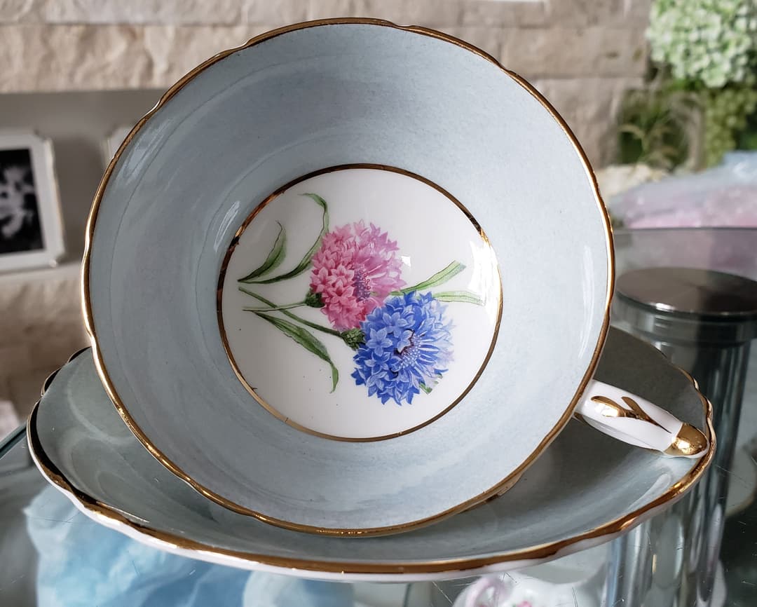 パラゴン ブルー 紫陽花 ピンク カップ アンティーク