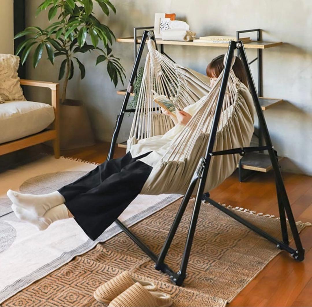 【グレージュ】23,100円 座り心地高評価 人気 自立式3wayハンモック
