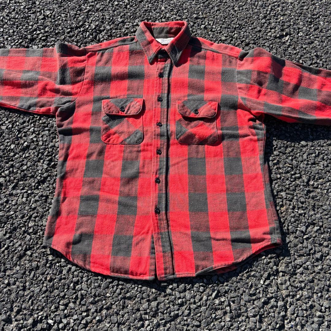 70s〜80s FIVE BROTHER ヘビネル 赤黒ブロックチェック 16