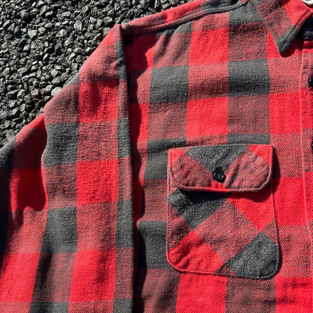 70s〜80s FIVE BROTHER ヘビネル 赤黒ブロックチェック 16