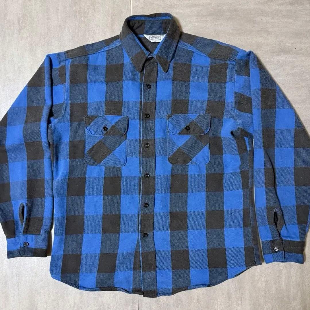 t*n様 好配色 70s FIVE BROTHER ネルシャツ USA製 青×黒