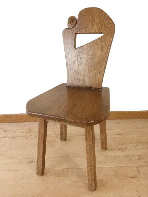 ふくろう　椅子　ダイニングチェアー　イスG　ナラ材　オーク色　勇峰工芸（新）
