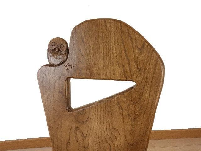 ふくろう　椅子　ダイニングチェアー　イスG　ナラ材　オーク色　勇峰工芸（新）
