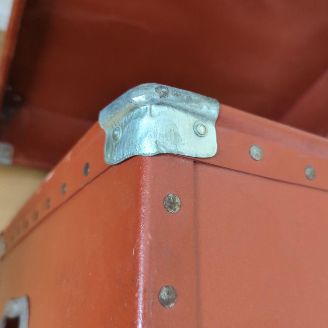 ボテ箱希少蓋付き朱ケース古道具 アンティーク レトロ 年代レア 古美術コンテナ