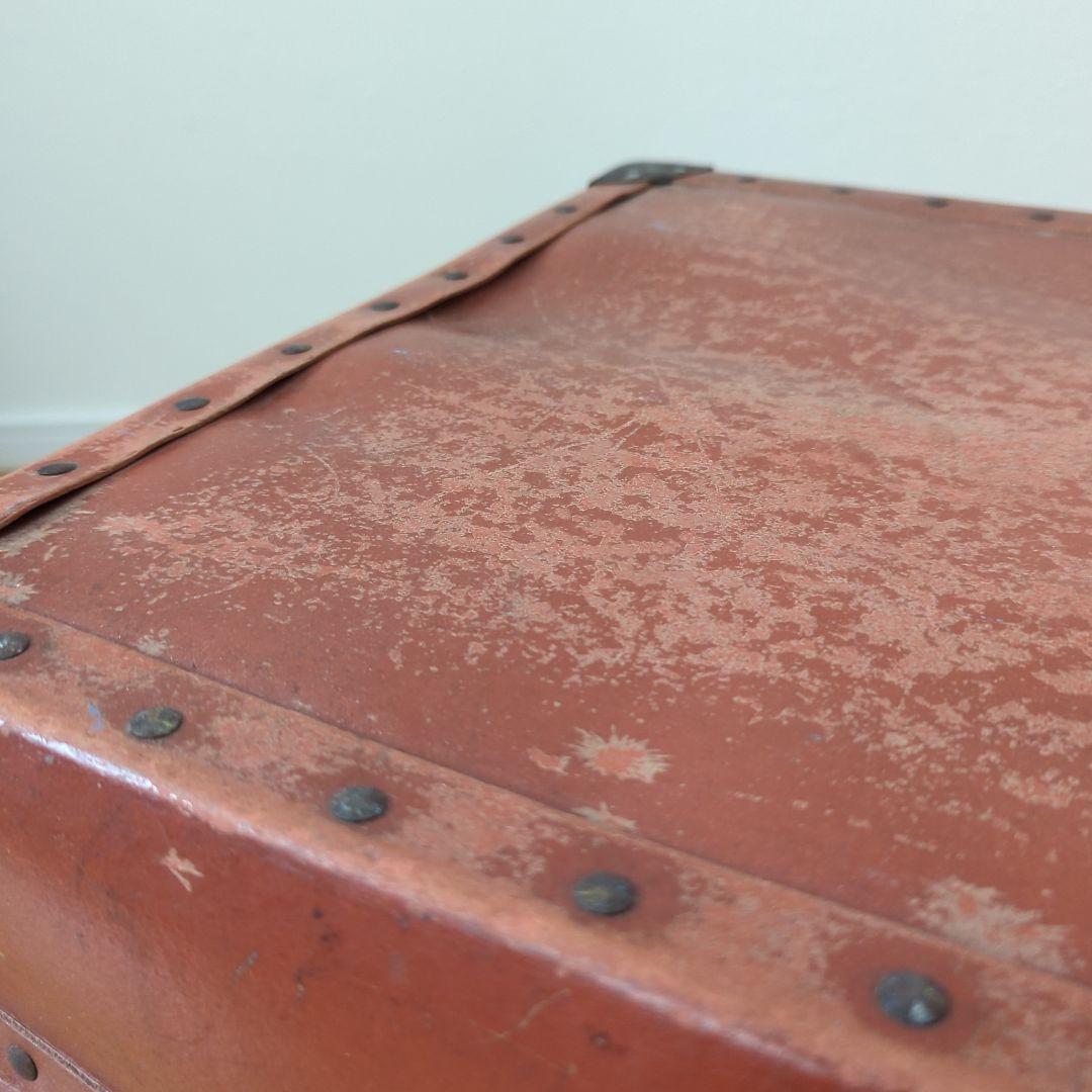 ボテ箱希少蓋付き朱ケース古道具 アンティーク レトロ 年代レア 古美術コンテナ