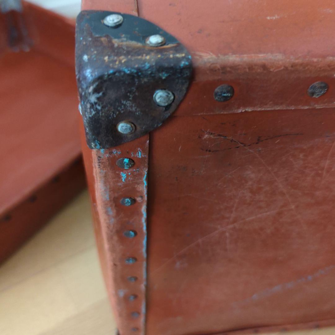 ボテ箱希少蓋付き朱ケース古道具 アンティーク レトロ 年代レア 古美術コンテナ