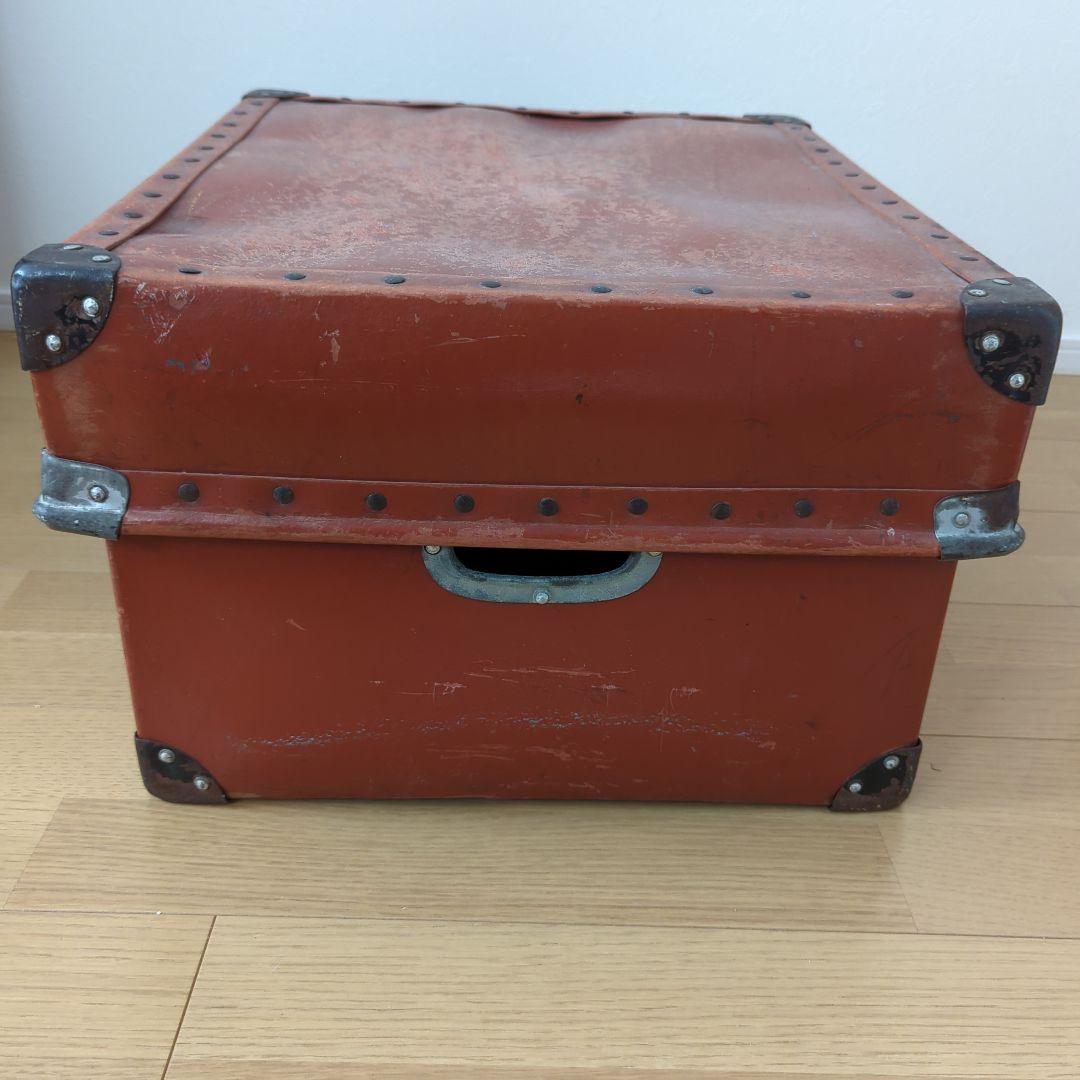ボテ箱希少蓋付き朱ケース古道具 アンティーク レトロ 年代レア 古美術コンテナ