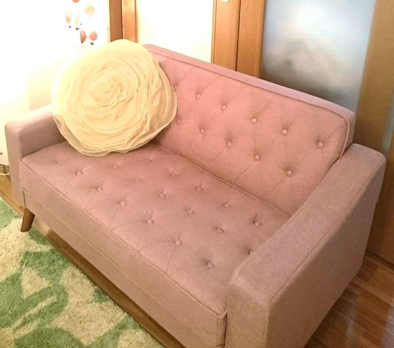 パープル 二人掛け ソファ アンティーク　カウチソファ