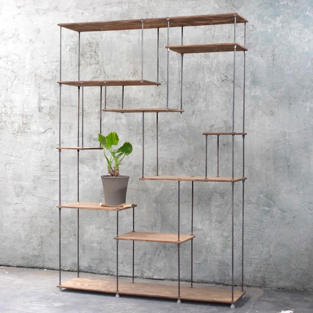 SALE アイアン シェルフ 棚 オープンラック ブラウン ディスプレイ棚 鉄