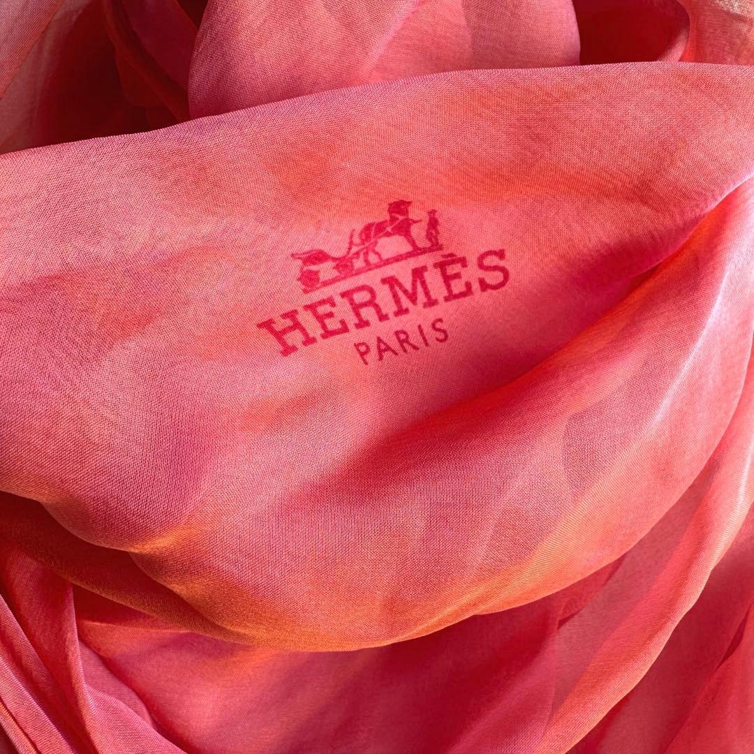 HERMES エルメス シフォンスカーフ 菱形 シルク シースルー オーガンジー