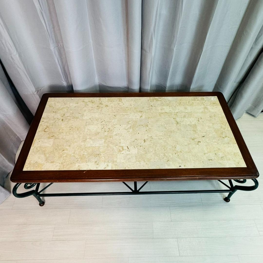 アンティーク マクタンストーン アイアン ローテーブル センターテーブル