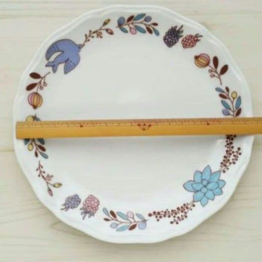 新品　九谷焼　ハレクタニ　19.2cmプレート木の実と鳥  ブルー